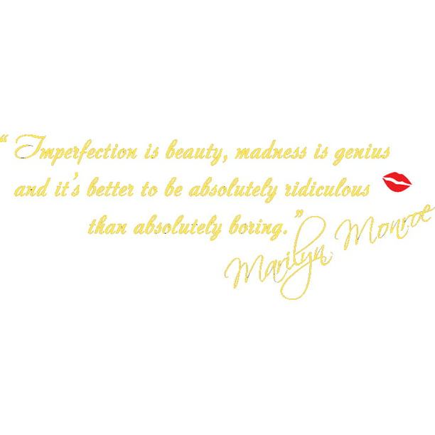 Marilyn Monroe Vinyl Wall home Decal Art Quote IMPERFECTION IS BEAUTY..